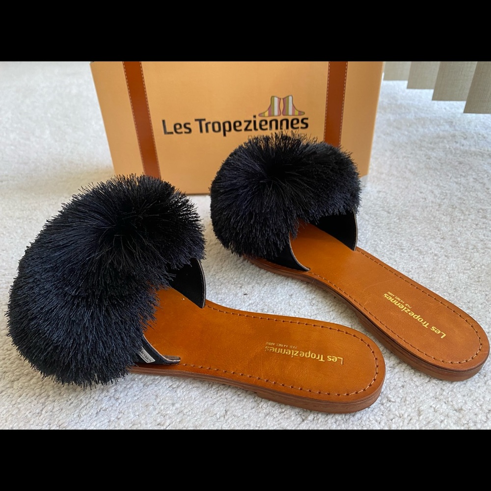 Les Tropeziennes French sandals black poof size 40